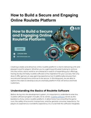 How to Build a Secure and Engaging Online Roulette Platform