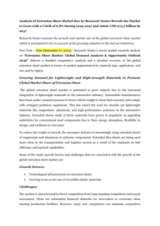 Extrusion Sheet Market_PR