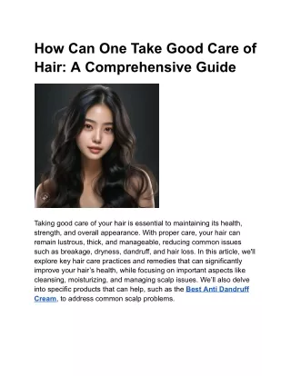 How Can One Take Good Care of Hair: A Comprehensive Guide