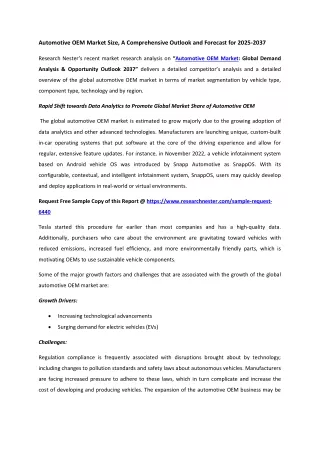 Automotive OEM Market Trends 2037