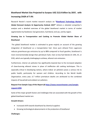 Bioethanol Market Size trends 2037