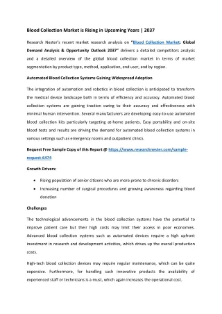 Blood Collection Market Size 2037