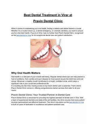 Best Dental Treatment in Virar at Pravin Dental Clinic