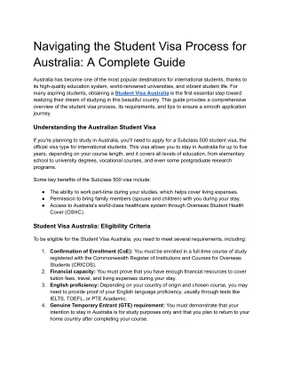 Navigating the Student Visa Process for Australia_ A Complete Guide