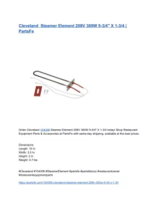 Cleveland  Steamer Element 208V 300W 9-3_4_ X 1-3_4 _ PartsFe