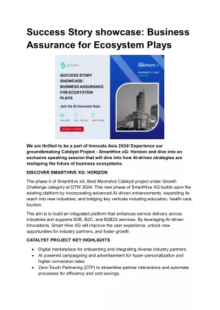 Success Story showcase Business Assurance for Ecosystem Plays