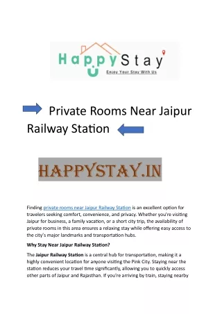 Private Rooms Near Jaipur Railway Station