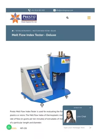 Melt Flow Index Tester - Deluxe