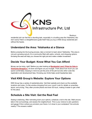 Residential Land Plots for Sale in Yelahanka Bengaluru