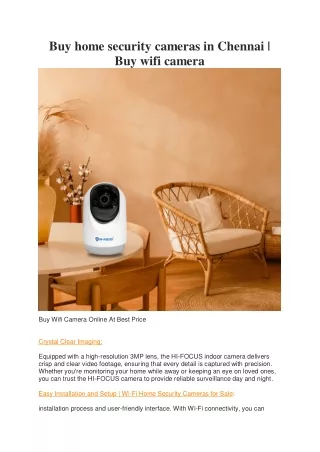 Buy home security cameras in Chennai