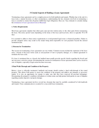 3 Crucial Aspects of Ending a Lease Agreement
