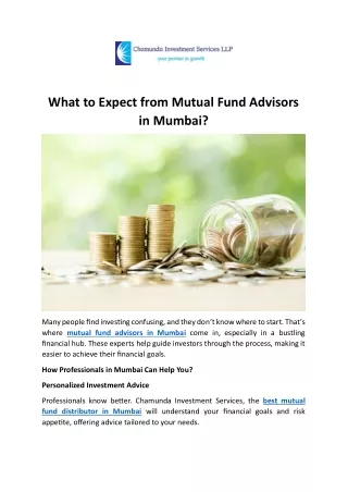 What to Expect from Mutual Fund Advisors in Mumbai