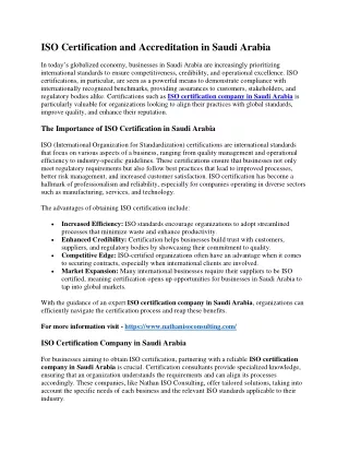 ISO Certification and Accreditation in Saudi Arabia