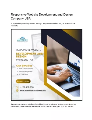 Responsive Website Development and Design Company USA