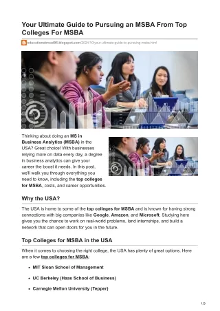 Your Ultimate Guide to Pursuing an MSBA From Top Colleges For MSBA