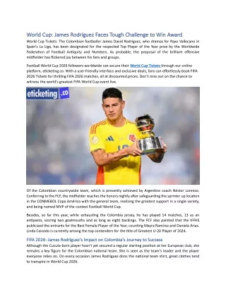 World Cup: James Rodríguez Faces Tough Challenge to Win Award