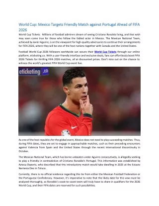 World Cup Mexico Targets Friendly Match against Portugal Ahead of FIFA 2026