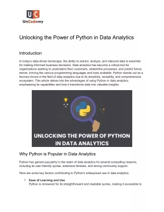 Unlocking the Power of Python in Data Analytics