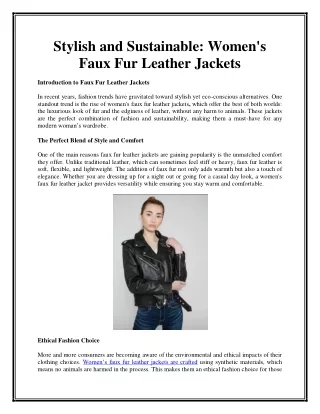 Stylish and Sustainable Women's Faux Fur Leather Jackets