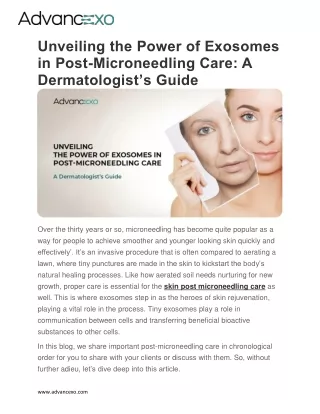 Unveiling the Power of Exosomes in Post-Microneedling Care