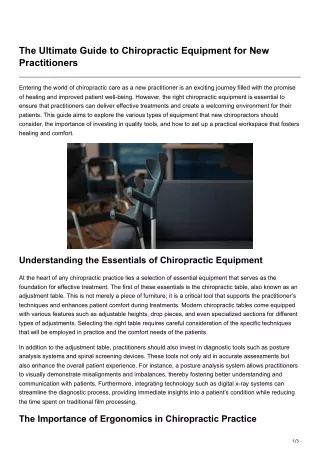 The Ultimate Guide to Chiropractic Equipment for New Practitioners