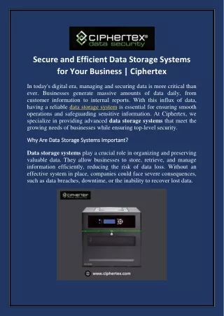 Secure and Efficient Data Storage Systems for Your Business | Ciphertex