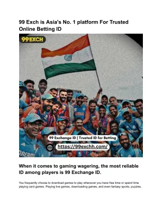 99 Exch is Asia's No. 1 platform For Trusted Online Betting ID