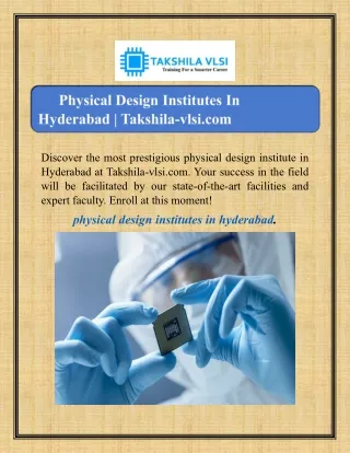 Physical Design Institutes In Hyderabad | Takshila-vlsi.com