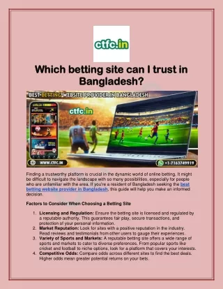 Choosing the Right Betting Site in Bangladesh