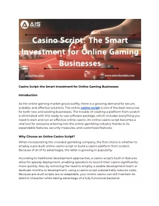 Casino Script_ the Smart Investment for Online Gaming Businesses
