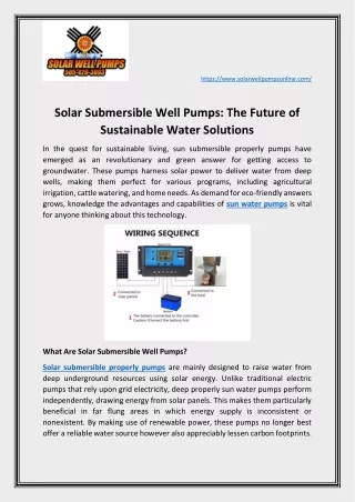 Solar Submersible Well Pumps: The Future of Sustainable Water Solutions