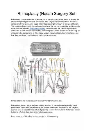 Rhinoplasty (Nasal) Surgery Set