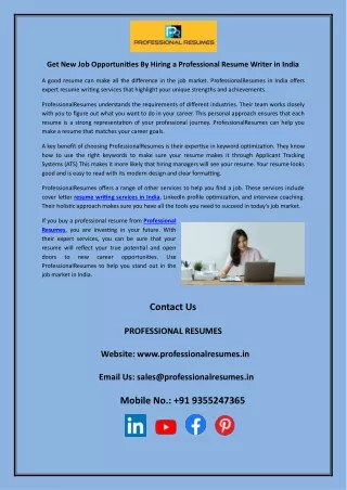 Get New Job Opportunities By Hiring a Professional Resume Writer in India