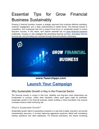 Essential Tips for Grow Financial Business Sustainably