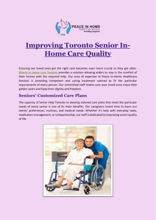 Improving Toronto Senior In-Home Care Quality