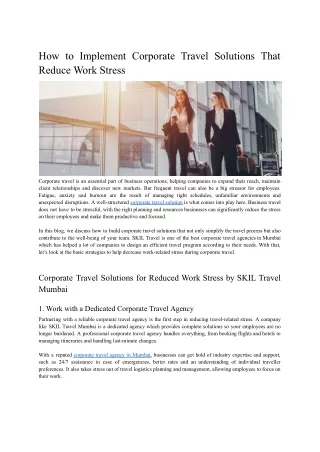 How to Implement Corporate Travel Solutions That Reduce Work Stress