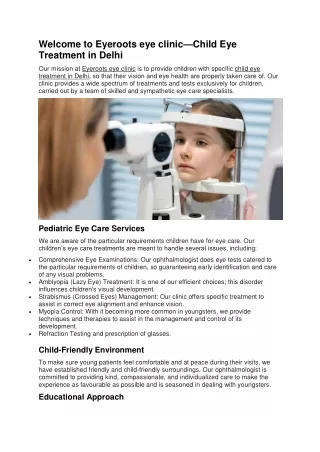 Child Eye Treatment in Delhi