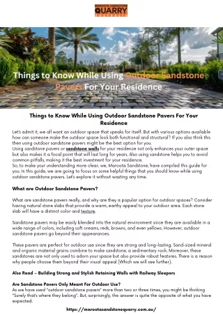 Things to Know While Using Outdoor Sandstone Pavers For Your Residence