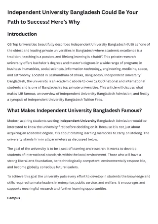 Independent University Bangladesh Could Be Your Path to Success! Here’s Why