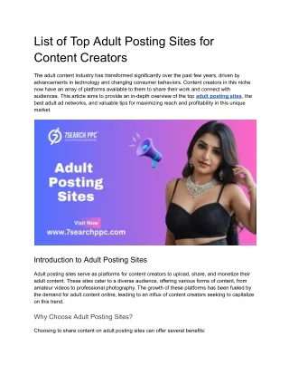 List of Top Adult Posting Sites for Content Creators