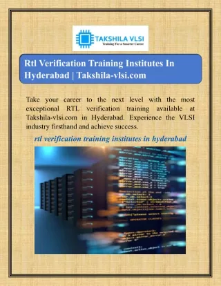 Rtl Verification Training Institutes In Hyderabad | Takshila-vlsi.com