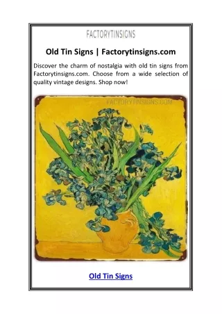 Old Tin Signs  Factorytinsigns.com