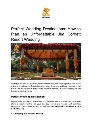 Perfect Wedding Destinations_ How to Plan an Unforgettable Jim Corbett Resort Wedding