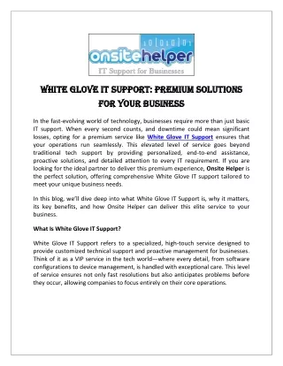 White Glove IT Support: Premium Solutions for Your Business