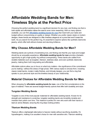 Affordable Wedding Bands for Men_ Timeless Style at the Perfect Price