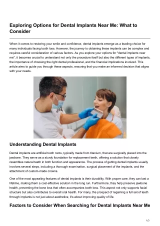 Exploring Options for Dental Implants Near Me What to Consider