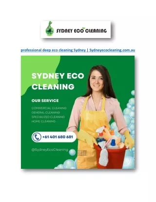 professional deep eco cleaning Sydney | Sydneyecocleaning.com.au