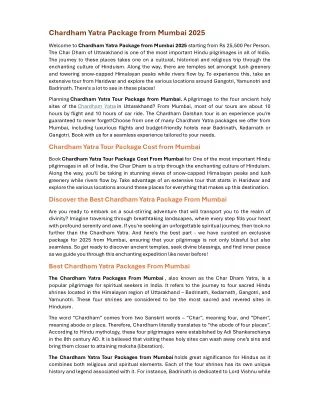 Chardham Yatra Package from Mumbai 2025