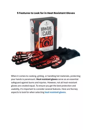 5 Features to Look for in Heat Resistant Gloves