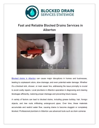 Fast and Reliable Blocked Drains Services in  Alberton